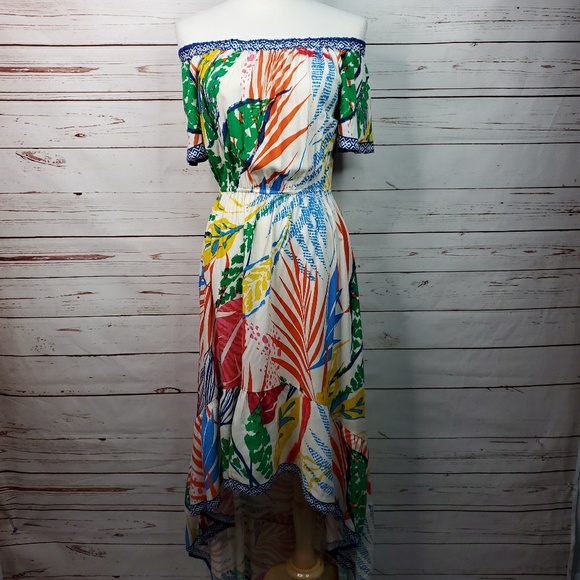 Flying Tomato Dresses & Skirts - Flying Tomato Linen Off Shoulder High Low Dress